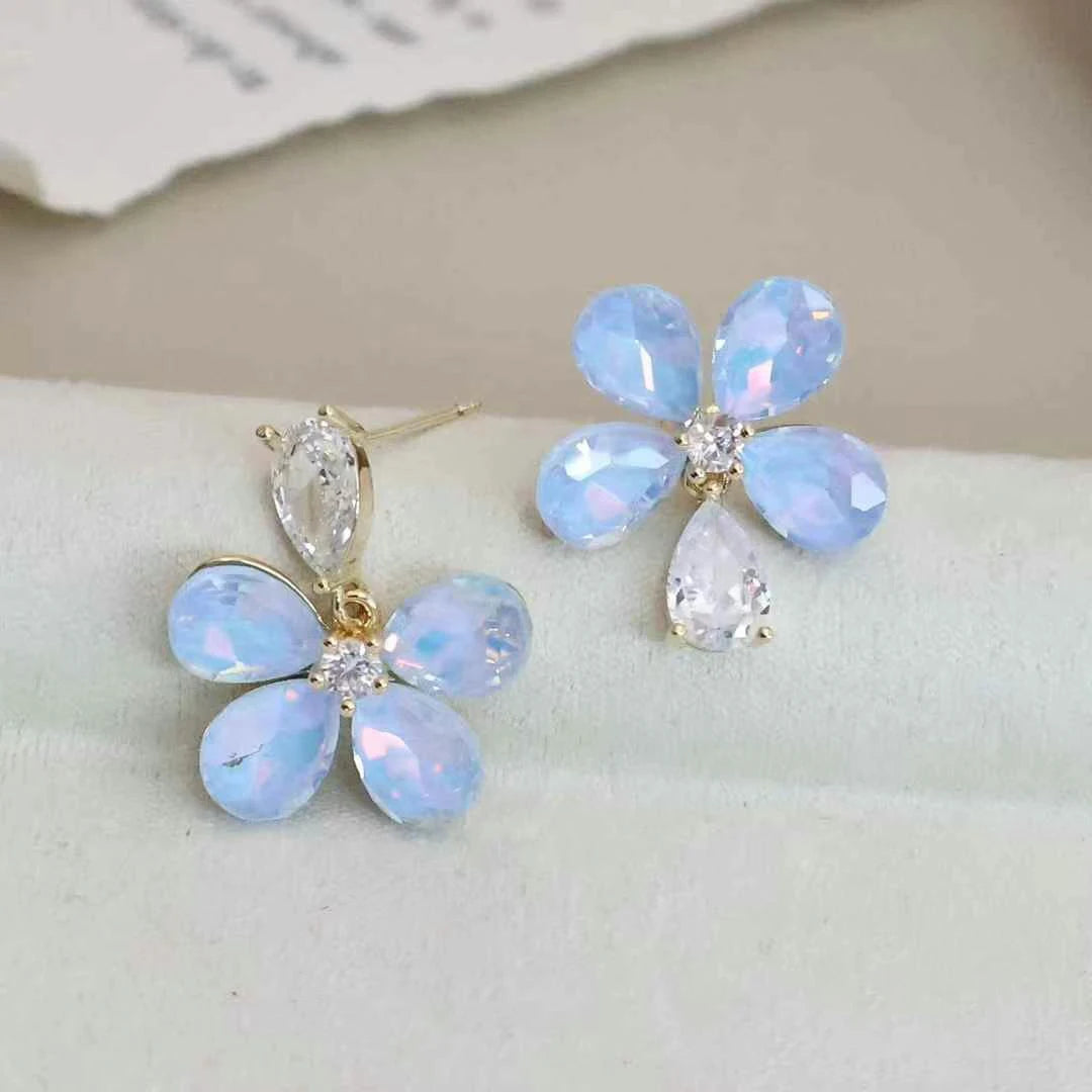 Sweet Flowers Floral Elegant Cute Drop Earrings for Girls Trendy Art Deco Designer Jewelry for Women Ladies Accessories Chic