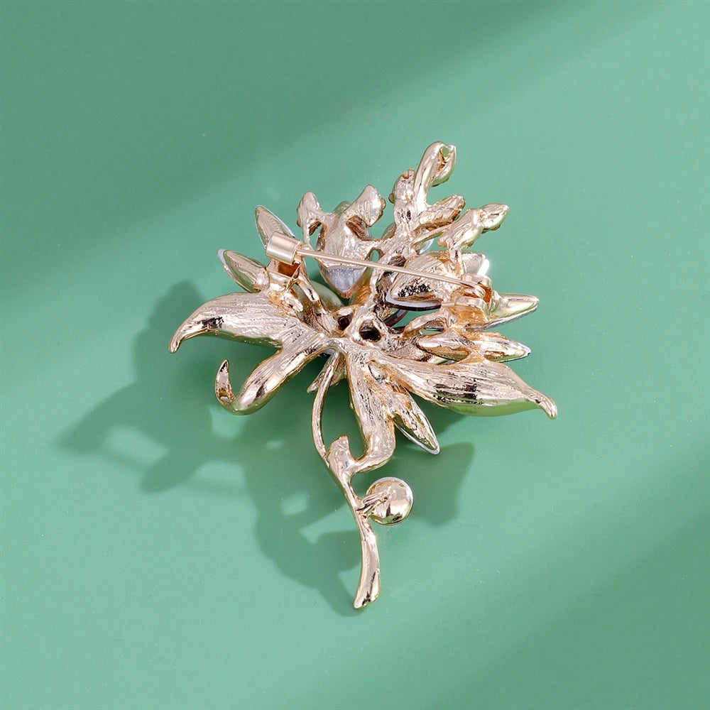 Fashion Vintage Glitter Sparkle Retro Flowers Floral Brooches for Girls Elegant Pins Jewelry for Women Ladies Accessories