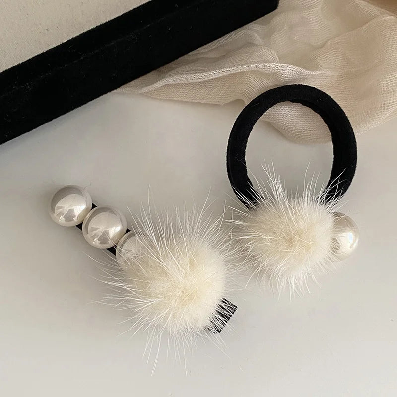 Trendy Imitation Pearl Fairy Hair Clips for Girls Sweet Cute Elegant Alligators Scrunchies for Women Ladies Hair Accessories