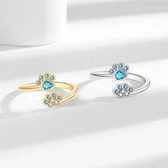 New Cute Pet Paw Print Rings Women's Fashionable Colored Zircon Ring Customizable Gift Jewelry Accessories Hot Mujer Wholesale