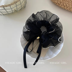 Hot Sale Black Large Durable Elastic Women Hair Claws Graceful Stylish Ribbon Heart Decorative Wholesale Hair Clips Accessories