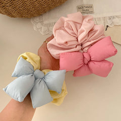 Kids Bowknot Pink Large Hair Ties Thick Thin Hair Sweet Fashion Wholesale in Stock Scrunchies Accessories for Children Daily Use