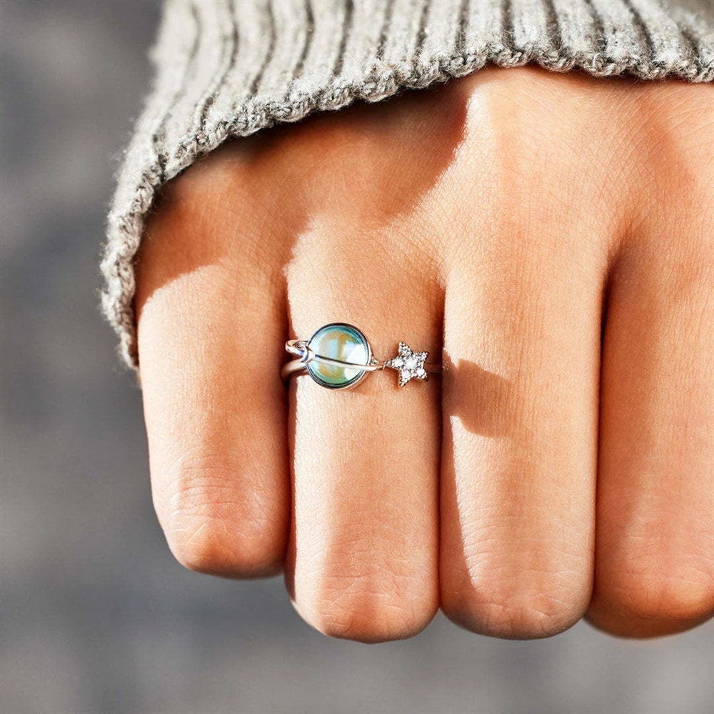 Hot Selling Rotating Planet Star Rings Woman's Fashion Anxiety Relief and Anti-stress Relief Ring Jewelry Accessories Wholesale