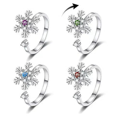 Zircon-encrusted Snowflake Rotating Rings Fashion Sweet High-end Ring Christmas Gift for Women Accessory Wholesale Hot Sale