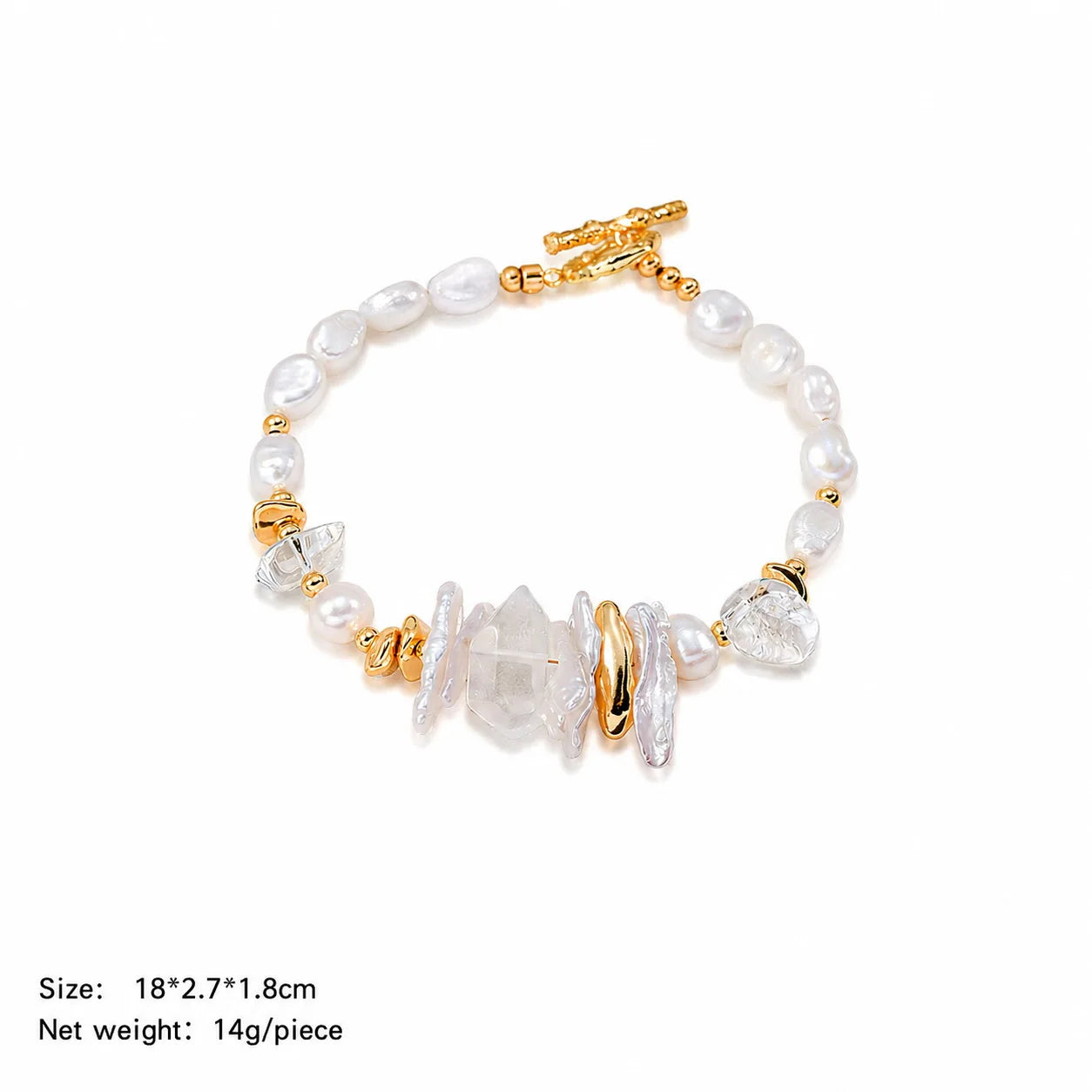 Fashion Baroque Freshwater Pearl Bracelets for Girls Elegant 18K Gold Flower Jewelry for Women Ladies Wholesale Bulk Luxury