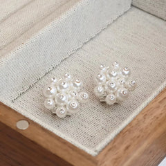 Girls Imitation Pearl Flower Shape Small Stud Earring Fashion Graceful Elegant High Quality Wholesale Daily Jewelry Accessories