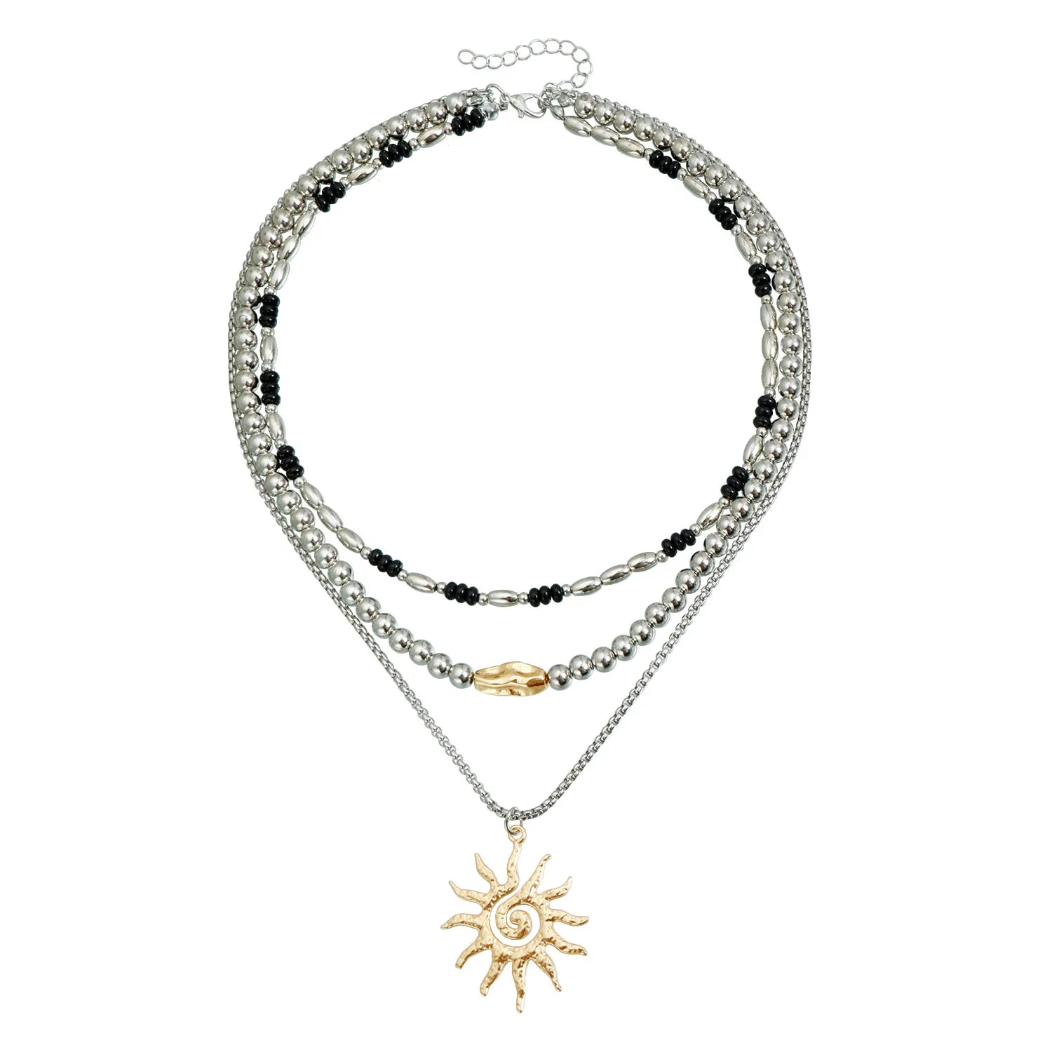 Fashion Beads Layered Wearing Sun Necklaces for Girls Elegant Glamorous Charms Vintage Jewelry for Women Ladies Accessories