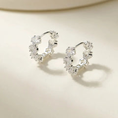 Simple Minimalistic Classic Hoop Earrings for Girls Rhinestone Glitter Jewelry for Women Ladies Accessories Chinese Supplier
