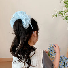 Girly Aesthetic Double Layer Ribbon Scrunchies Sweet Fashion Hair Ties Accessories for Kids Solid Color Ponytail Holder