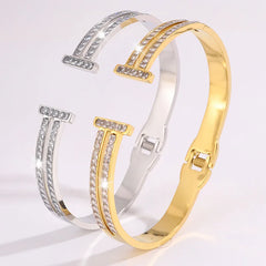 Fashion Elegant Fine Glitter Bangles Titanium Steel Minimalist Trendy Jewelry for Women Ladies Bracelets Accessories Wholesale