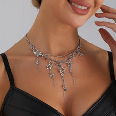 Fashion Sweet Tassel Star Elegant Necklaces for Girls Dainty Glamorous Charms Jewelry for Women Ladies Accessories Wholesale