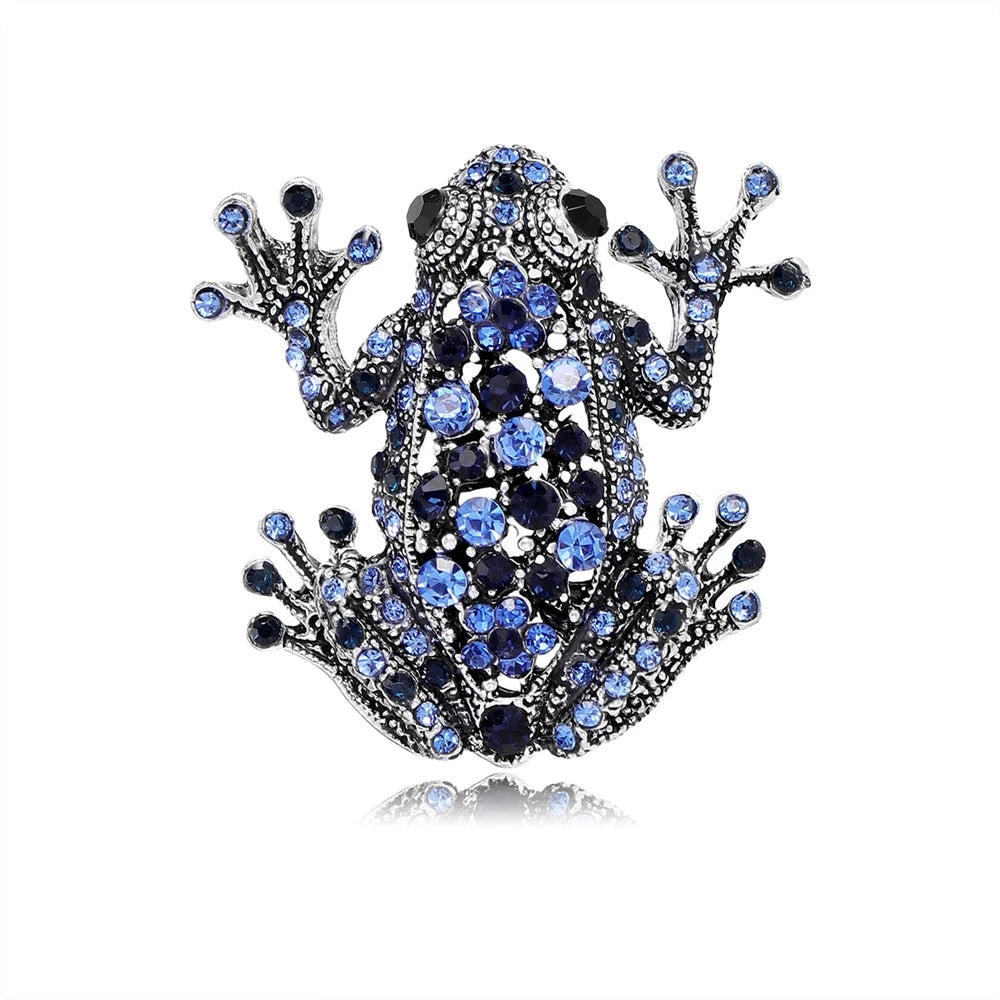 Fashion Glitter Rhinestone Animals Frog Brooches for Girls Stylish Trendy Pins Jewelry for Women Ladies Accessories Wholesale