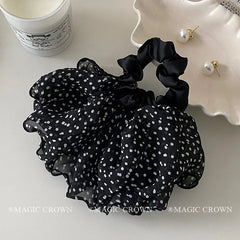 Women's Elegant French Creative Design Hair Scrunchies Handmade High Elastic Fabric Beauty Hair Ties for Daily Use Sweet Dots