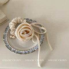 High Quality Fabric Girls' Elegant Princess Scrunchies Women Ladies' Sweet Stunning Flower Hair Ties Ribbon Hair Accessories