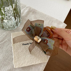 French Style Chic Bowknot Flower Hair Claw Clips for Women & Girls Elegant Glitter Hair Accessories Fabric Material