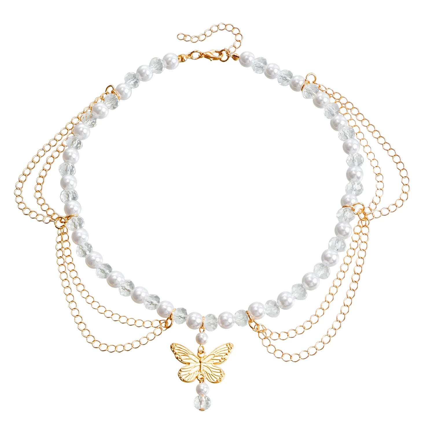 European and American Fashion Cross Jewelry Necklaces Double-Layer Highlight Pearl Tassel Cross Star Necklace Female Chic