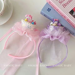 Girls Princess Style Rabbit Letter Tulle Slim Headbands Fashion Sweet Wholesale in Stock Hairbands Accessories for Children Use