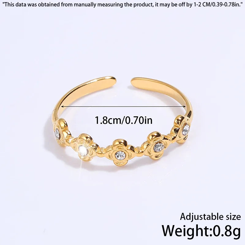 Fashionable Rings Women Simple Wheat Ear Style Gemstone Rings Versatile High-end Stainless Steel Jewelry Accessories Wholesale