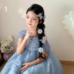 2025 Hot Sale Girly Aesthetic Bowknot Ribbon Snowflake Alligator Clips Hair Ties Accessories for Children Daily Stage Holiday