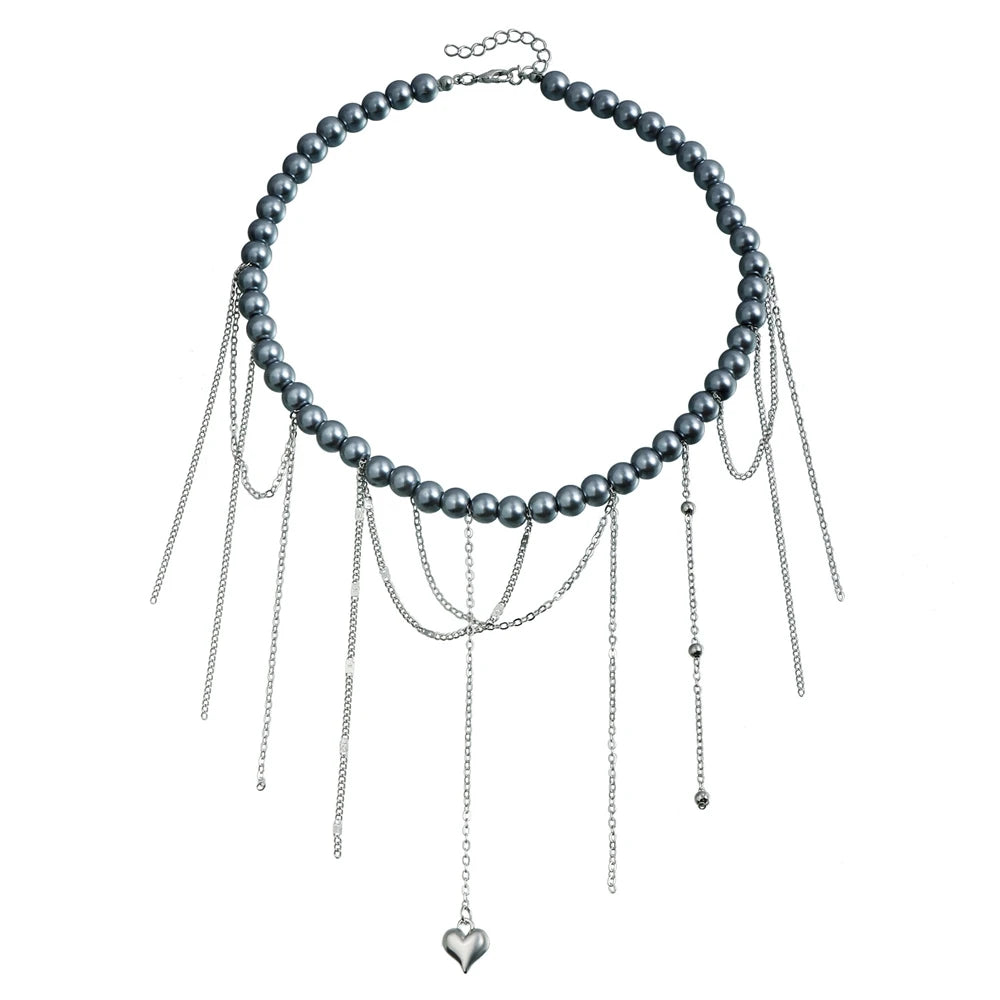 Fashion Tassel Heart Shaped Simple Necklaces for Girls Beads Spicy Sweet Jewelry for Women Ladies Accessories Chinese Supplier