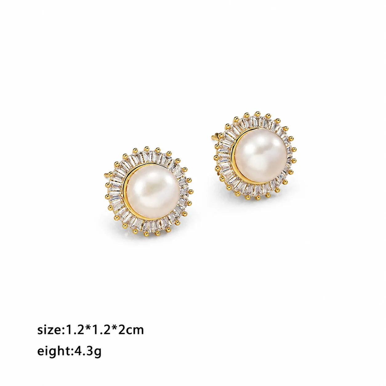 Female Elegant Freshwater Pearl S925 Silver Zircon Circle Square Shape Stud Earring Low MOQ Factory Price in Stock Daily Jewelry