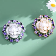 Fashion Camellia Flowers Floral Vintage Glitter Brooches for Girls Sweet Elegant Jewelry Pins for Women Ladies Accessories
