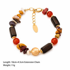Unisex Red Agate Natural Stone Beads Necklace Bracelet Fashion Vintage Charms Low MOQ in Stock Jewelry Sets for Female Causal