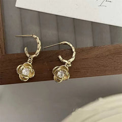 Ladies Heart Butterfly Rhinestone Decorative Small Drop Earring Fashion Chic Glitter Sparking Wholesale Daily Jewelry Accessory