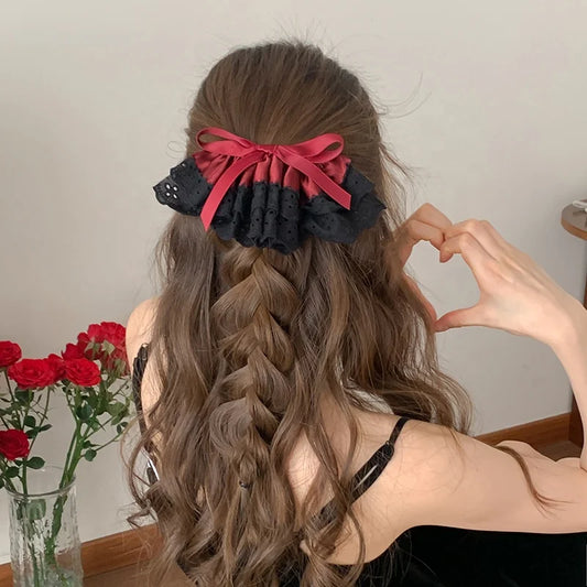 Fashion Bowknot Ribbon Dress Trendy Hair Clips for Girls Sweet Cute Elegant Barrettes for Women Ladies Hair Accessories Chic