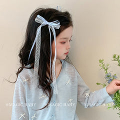 Chic Bowknot Scrunchies for Baby Girls Sweet Cute Lace Ribbon Hair Ties for Kids Fashion Accessories Stock