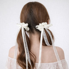 Fashion Ribbon Bowknot Scrunchies for Girls Sweet Elegant Trendy Hair Ties for Women Ladies Hair Accessories Female Chic