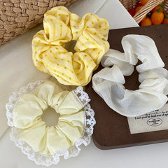 Solid White Large High Elastic Scrunchies Kids Trendy Hair Ties Accessory Children's Ponytail Holder Sweet Stock