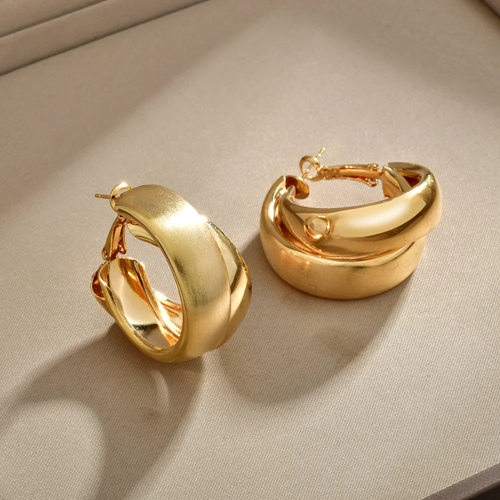 Fashion Women's Hoop Earrings Geometric Circle Retro Style Cross Wide Earrings Elegant Luxury Simple Chic Earrings Wholesale