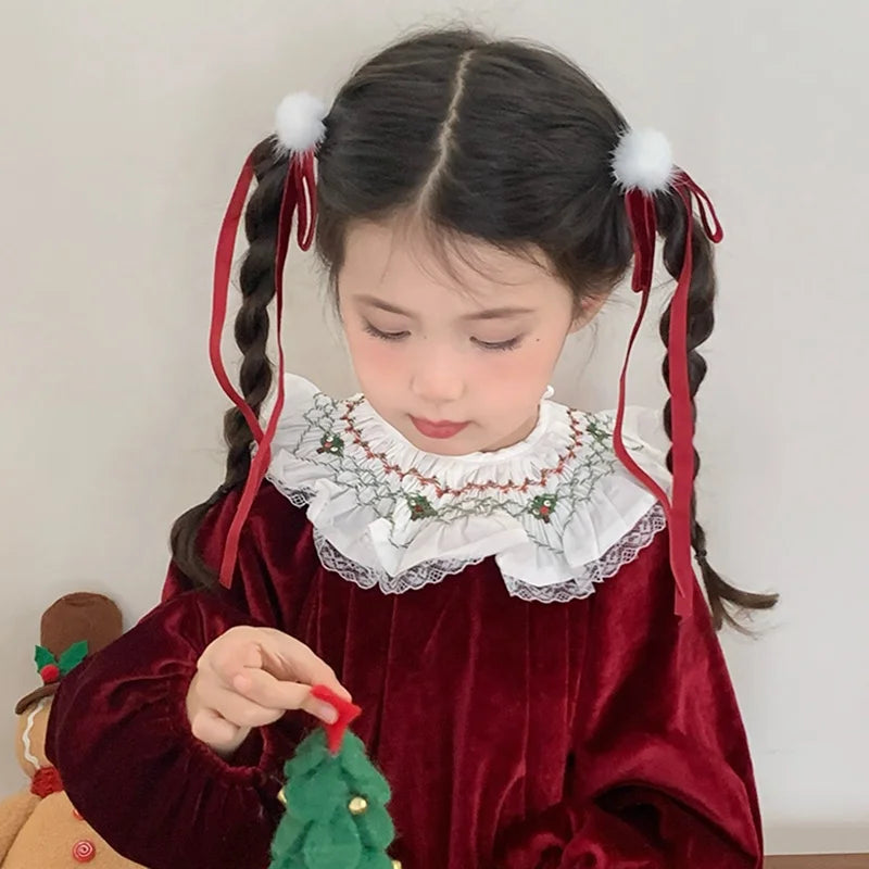 Cute Sweet Ribbon Bowknot Scrunchies for Baby Girls Festival Kawaii Trendy Hair Ties for Kids Children Hair Accessories in Stock