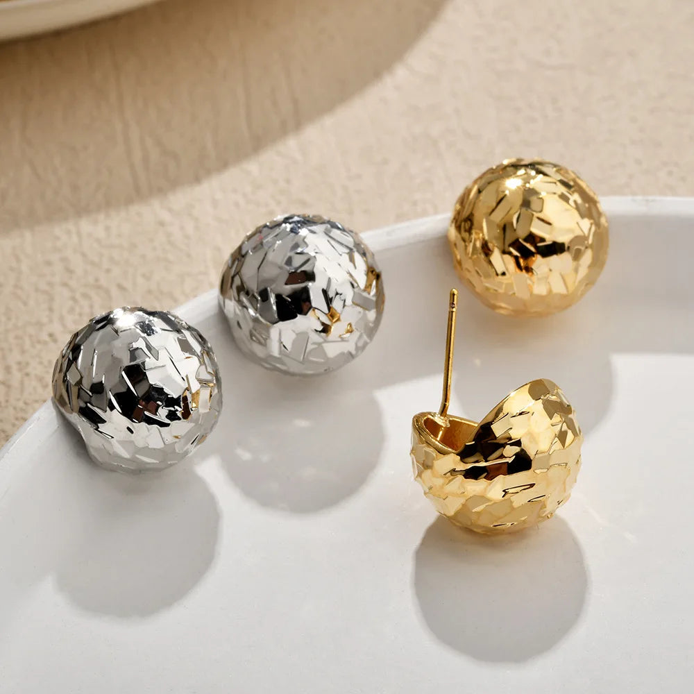 Women's Trendy Stud Earrings Copper Shine Sequins Heart Ball Earring Luxury Unique Elegant Earrings Fashion Jewelry Wholesale