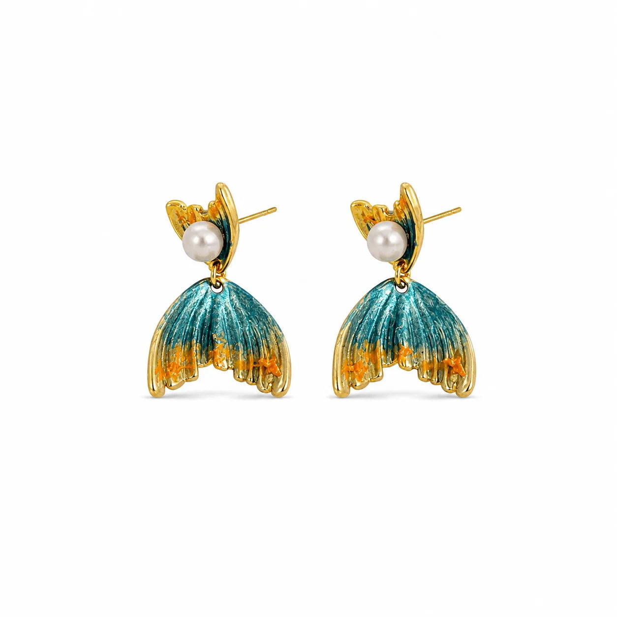 Fashion S925 Silver Copper 18K Gold Plated Mermaid Freshwater Pearl Earrings for Girls Sweet Cute Jewelry for Women Ladies Bulk
