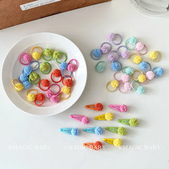 Mini Cute Kawaii Ball Hair Clips for Baby Girls Simple Snap Hair Accessories Solid Candy Color Sweet Style Alloy Fabric