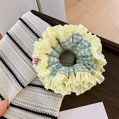 Kids Thick Thin Hair Green Color Blocked Large Scrunchies Fashion Sweet Elegant in Stock Hair Ties Accessories for Kids Daily