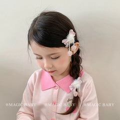 Fashion Cute Sweet Ribbon Bowknot Fluffy Hair Clips for Baby Girls Kawaii Princess Alligators for Kids Children Hair Accessories
