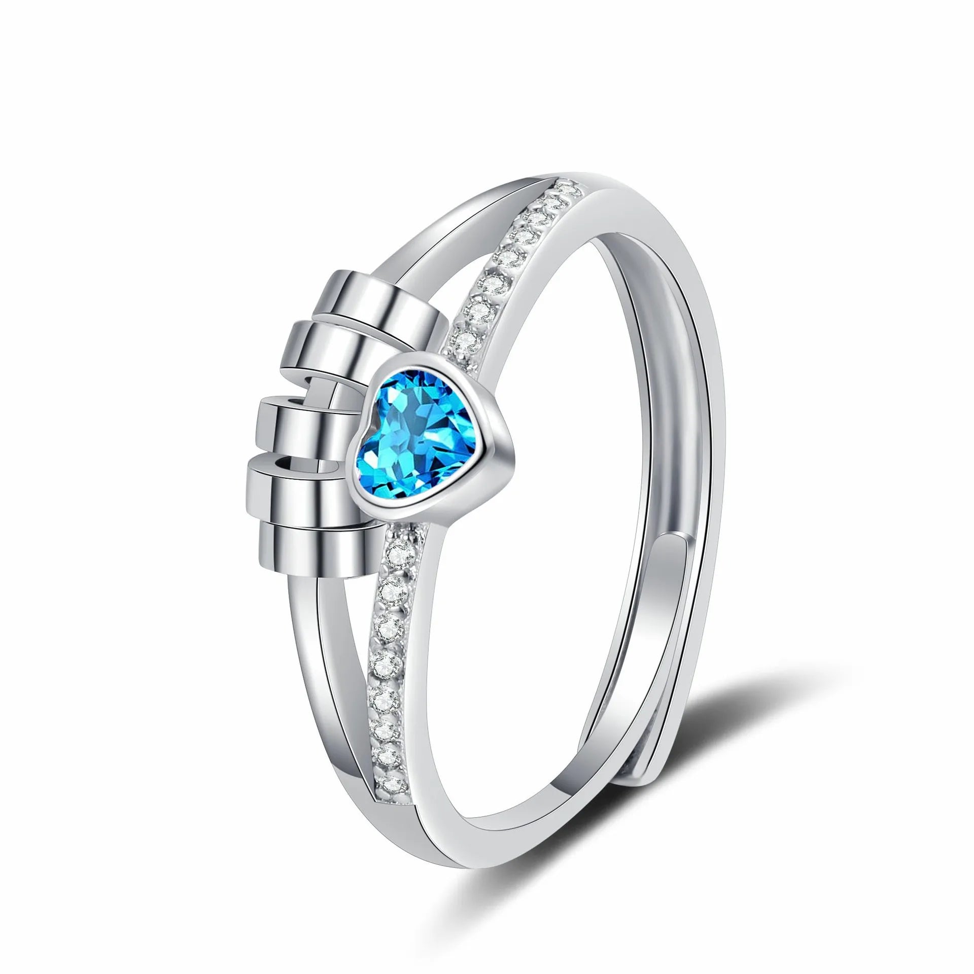 Hot Sale Heart-shaped Rotating Rings Zircon-encrusted Double-layer Lines Personality Ring for Women Europe American Accessories