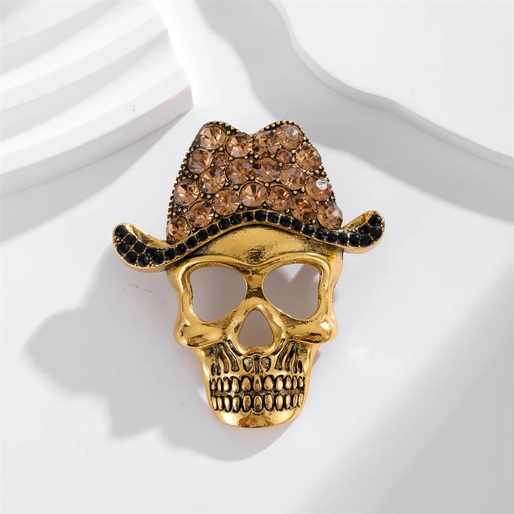 Fashion Skull Skeleton Gothic Brooches for Girls Trendy Stylish Glamorous Charms Pins Jewelry for Women Ladies Accessories