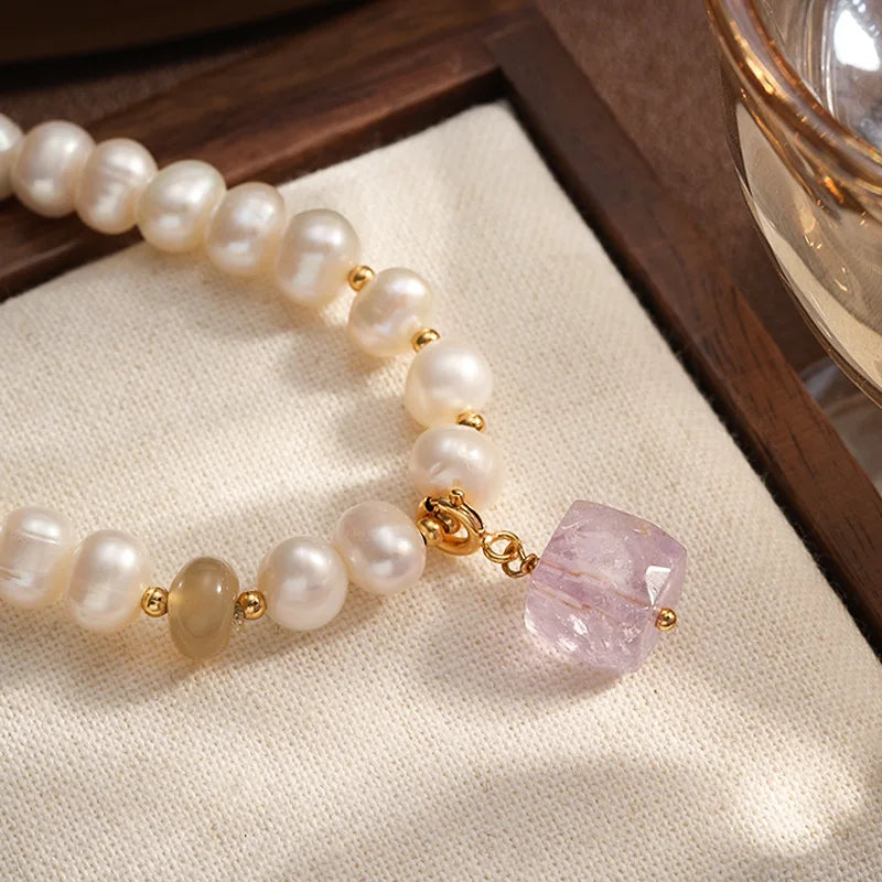Fashion Freshwater Pearl Natural Stone S925 Bracelets for Girls Copper 18K Gold Jewelry for Women Ladies Wholesale Bulk Low MOQ