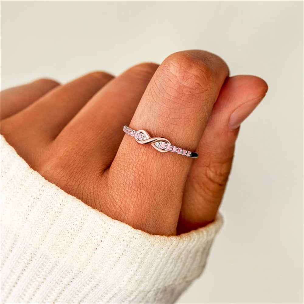 Hot Mujer Lucky 8-shaped Zirconium Ring Women's Fashionable Simple Style Customizable Rings Affordable Luxury Jewelry Accessory