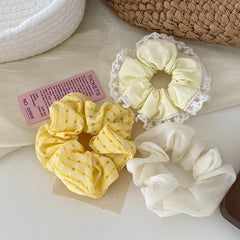 Solid White Large High Elastic Scrunchies Kids Trendy Hair Ties Accessory Children's Ponytail Holder Sweet Stock