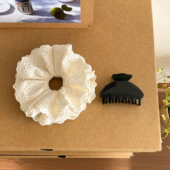 Girly Aesthetic Solid Color Double Duty Hair Claw Clips Scrunchies Sweet Fashion in Stock Hair Ties Hairpins Accessories for Kid