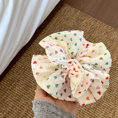 Kids White Heart Dots Double Layer Ponytail Holder High Elastic Scrunchies Chic Sweet Fashion in Stock Hair Ties Accessories