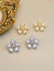 Luxury Flower Elegant Minimalistic Floral Stud Earrings for Girls Graceful Glitter Jewelry for Women Lady Accessories Wholesale