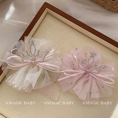 Sweet Princess Style Glitter Crown Bowknto Hair Clips for Baby Girls Elegant Graceful Chic Alligators for Kids Hair Accessories