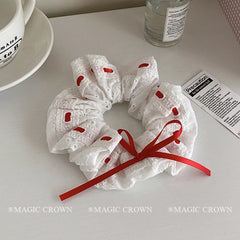 Red Bowknot Ribbon Hair Ties for Women Adjustable High Quality Fashion Stunning Scrunchies for Daily Use Cute Hair Accessories