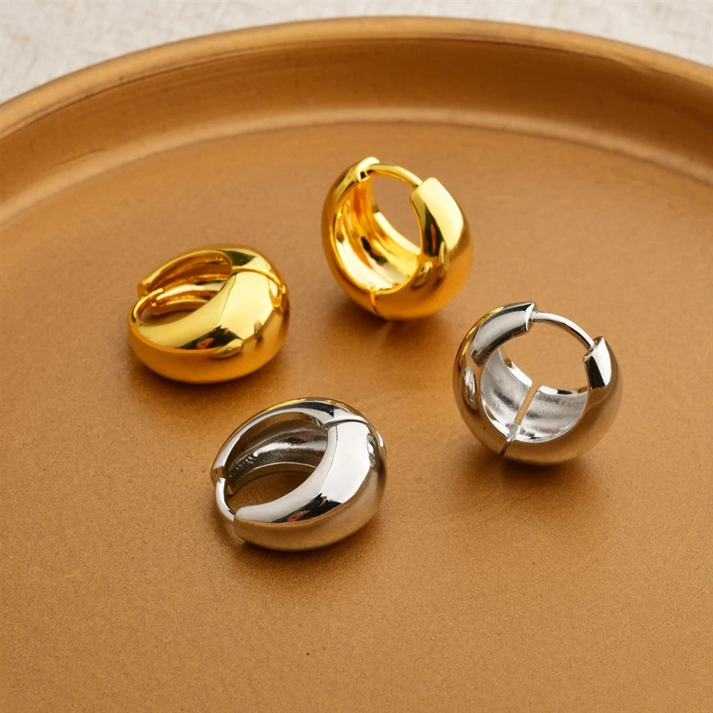 Korean Style Ins Round Matte Hoop Earrings Copper Plated Minimalist Solid Color Earrings Women's Simple Ear Jewelry Accessory